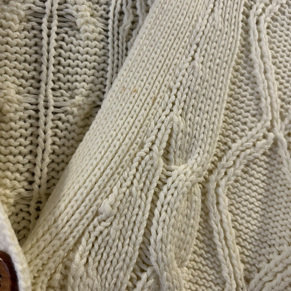 Vintage‎ Sears Sweater Cable Knit Cardigan Fisherman Mens Medium - Picture 3 of 5